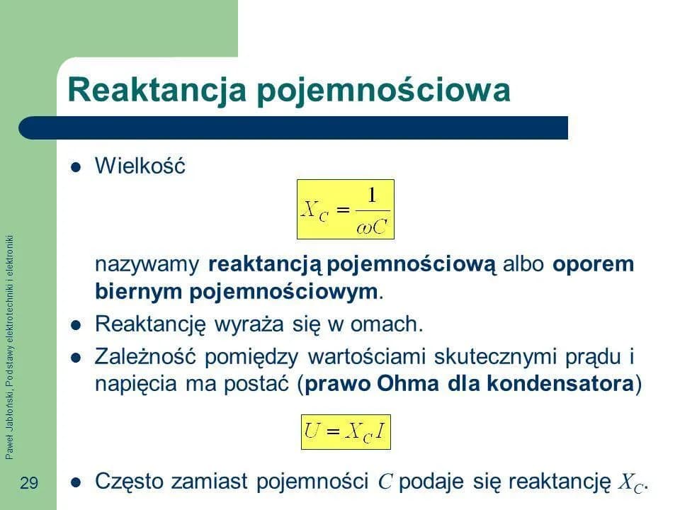 Reaktancja pojemnościowa kondensatora: kompletny wzór i obliczenia